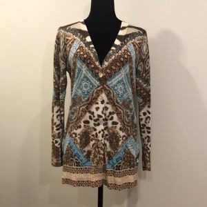 Chico animal/geometric design brown/white/blue